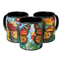 Load image into Gallery viewer, Stained_Glass_Monarch_Butterflies_Coffee_3pc_Triangle_View_Mockup.png

