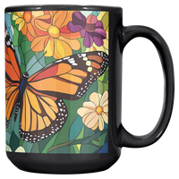 Load image into Gallery viewer, Stained_Glass_Monarch_Butterflies_Coffee_Main_RH_Mockup.png
