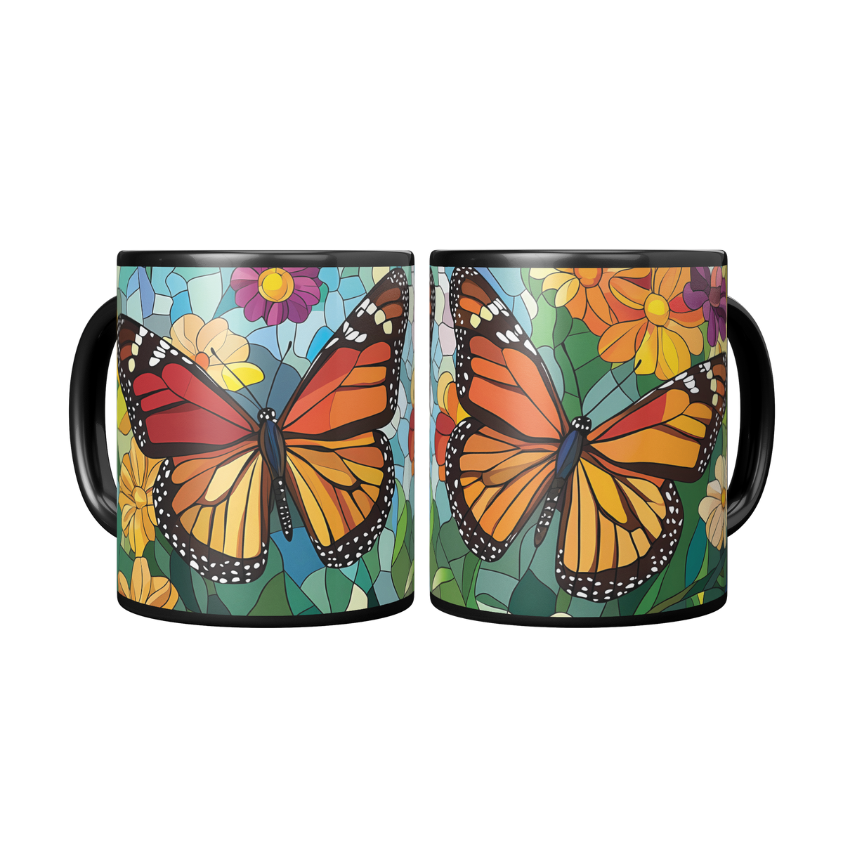 Stained_Glass_Monarch_Butterflies_Coffee_Mug_2_Mugs_Center_Mockup.png