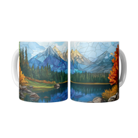 Load image into Gallery viewer, Stained_Glass_Mountain_Range_Mug_2_Mugs_Center_Mockup.png

