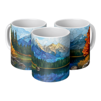 Load image into Gallery viewer, Stained_Glass_Mountain_Range_Mug_3pc_Triangle_View_Mockup.png
