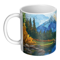 Load image into Gallery viewer, Stained_Glass_Mountain_Range_Mug_LH_Main_Mockup.png
