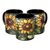 Load image into Gallery viewer, Stained_Glass_Sunflower_Coffee_Mug_3pc_Triangle_View_Mockup.png
