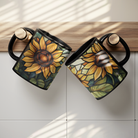 Load image into Gallery viewer, Stained_Glass_Sunflower_Coffee_Mug_Lifestyle_Hanging_Mugs_Mockup.png
