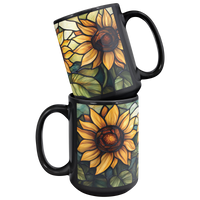 Load image into Gallery viewer, Stained_Glass_Sunflower_Coffee_Mug_Mug_Stacked_Mockup.png
