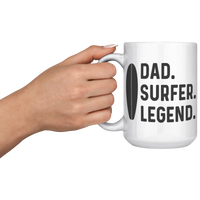 Load image into Gallery viewer, Surfer_Dad_Mug_Surfer_Dad_Gift_Surfer__15oz_White_LH_Model_Mockup.png
