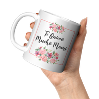 Load image into Gallery viewer, Te_Quiero_Mucho_Mami_Mug_11oz_White_LH_Model_Mockup.png
