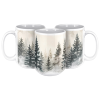 Load image into Gallery viewer, Watercolor_Christmas_Tree_Forest_Mug_15ozWhiteMug3pcTriangleView_Mockup.png
