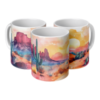 Load image into Gallery viewer, Watercolor_Desert_Mug_3pc_Triangle_View_Mockup.png
