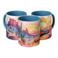 Load image into Gallery viewer, Watercolor_Desert_Mug_3pc_Triangle_View_Mockup.png
