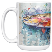 Load image into Gallery viewer, Watercolor_Trout_Mug_15ozWhiteMugMainLH_Mockup.png