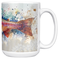 Load image into Gallery viewer, Watercolor_Trout_Mug_15ozWhiteMugMainRH_Mockup.png
