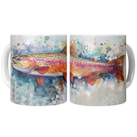 Load image into Gallery viewer, Watercolor_Trout_Mug_2_Mugs_Center_Mockup.png