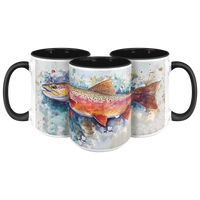 Load image into Gallery viewer, Watercolor_Trout_Mug_3pc_Triangle_View_Mockup.png