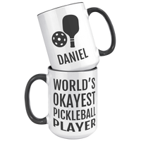 Load image into Gallery viewer, Worlds_Okayest_Pickleball_Player_Mug_15oz_Accent_FrontBack_Black_Mockup.png
