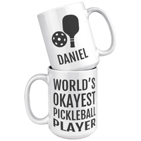 Load image into Gallery viewer, Worlds_Okayest_Pickleball_Player_Mug_15oz_White_Stacked_Mockup.png
