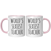 Load image into Gallery viewer, Worlds_Sexiest_Teacher_Mug_FrontBack_Pink_Mockup.png
