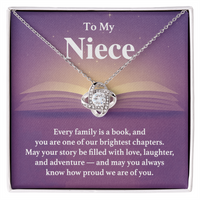 Load image into Gallery viewer, To My Niece Necklace - Every Family is a Book - Love Knot Pendant
