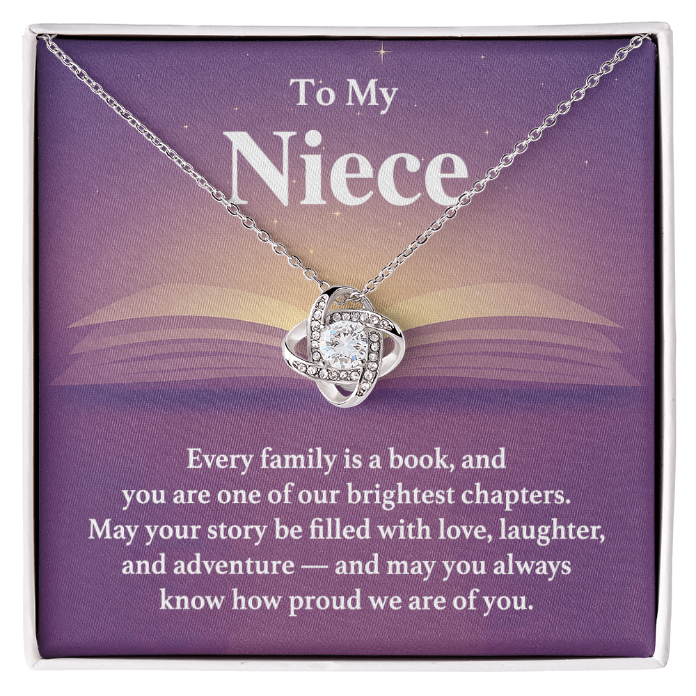 To My Niece Necklace - Every Family is a Book - Love Knot Pendant