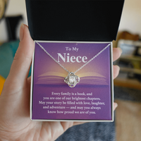 Load image into Gallery viewer, To My Niece Necklace - Every Family is a Book - Love Knot Pendant
